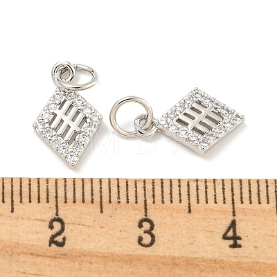 Rack Plating Brass Micro Pave Clear Cubic Zirconia Pendants KK-B093-08P-1