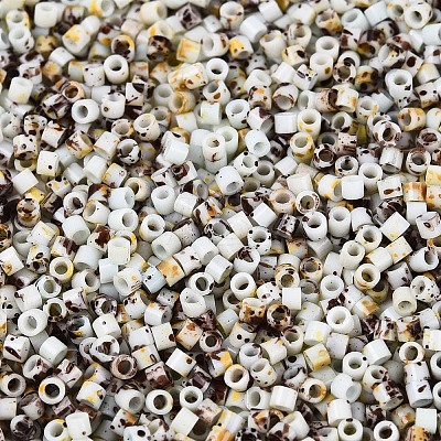 Spray Painted Picasso Cylinder Glass Seed Beads GLAA-T028-12A-09-1