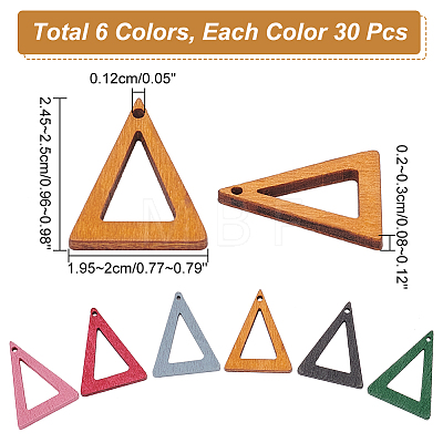  120Pcs 6 Colors Wood Pendants WOOD-NB0002-23-1