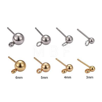 24 Pairs 4 Size 2 Colors 304 Stainless Steel Ball Post Stud Earring Findings STAS-ZZ0001-10-1