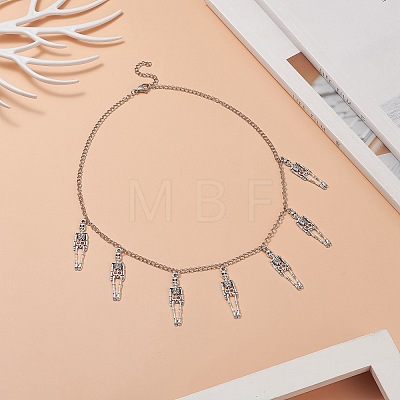 Tibetan Style Alloy Skeleton Pendant Necklace NJEW-JN04232-1