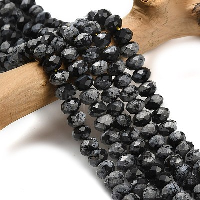 Natural Snowflake Obsidian Beads Strands G-Z111-A21-1