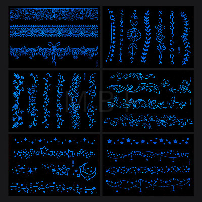 6 Sheets Luminous Paper Tattoo Stickers STIC-TAC0001-007A-1