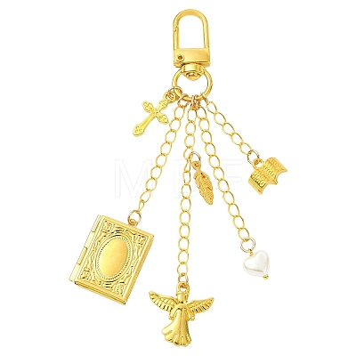 Brass Locket Pendant Decorations HJEW-YW00531-1