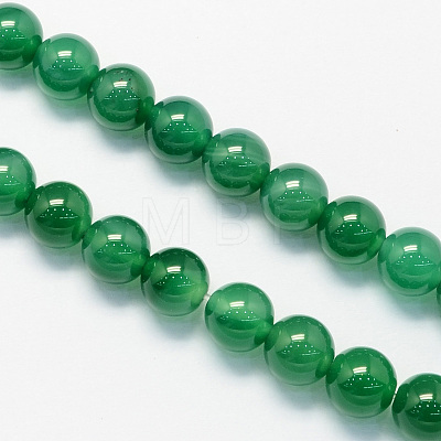 Round Dyed Natural Green Onyx Agate Beads Strands X-G-S123-6mm-1