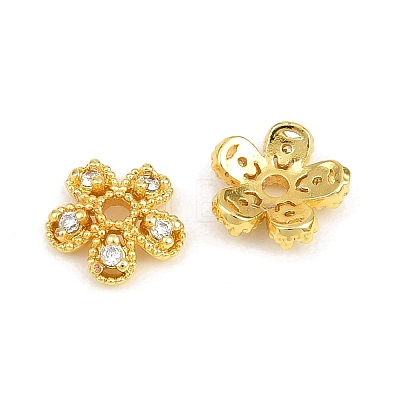 Brass Micro Pave Clear Cubic Zirconia Bead Caps CU-CBA6A75-28G-1