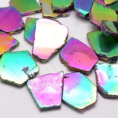 Electroplated Natural Agate Beads Strands G-K109-05-D-1