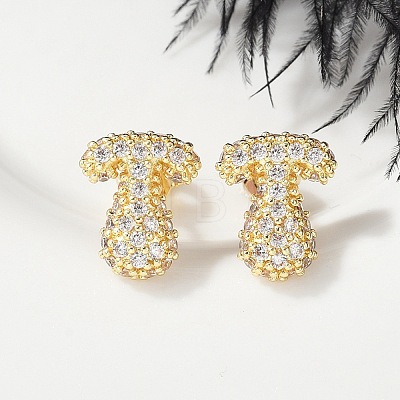 Brass Micro Pave Cubic Zirconia Stud Earrings EJEW-Z091-04G-T-1