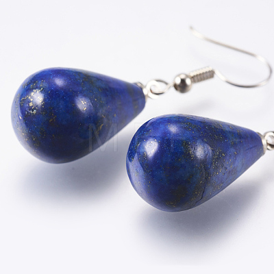 Natural Lapis Lazuli Dangle Earrings EJEW-P143-C05-1