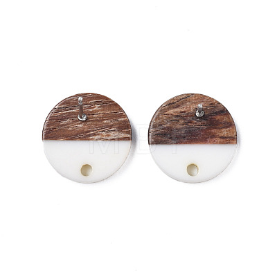 Resin & Walnut Wood Stud Earring Findings MAK-N032-003A-B02-1