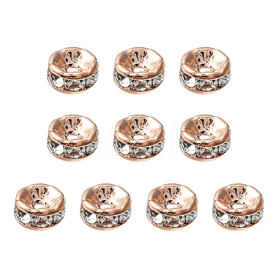 Brass Rhinestone Spacer Beads RB-YW0001-04B-01RG-1