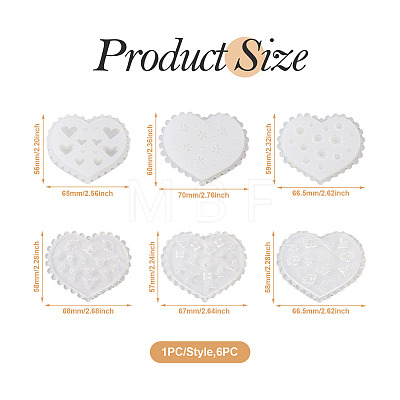 6Pcs 6 Styles DIY Flower & Animal & Heart Shape Nail Art Ornament Silicone Molds DIY-TA0004-22-1
