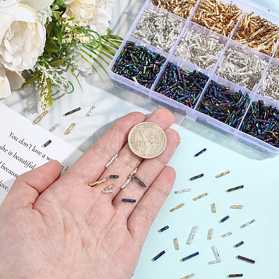 2160Pcs 9 Styles Glass Twisted Bugle Beads SEED-PA0001-28-1
