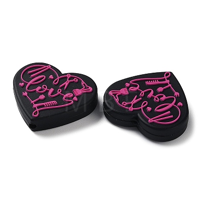 Food Grade Heart with Word Love Silicone Focal Beads SIL-NH0001-01E-1