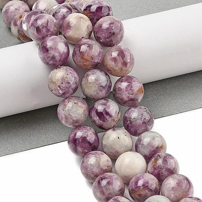 Natural Lepidolite/Purple Mica Stone Beads Strands G-G160-A01-03-1