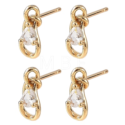 SHEGRACE Teardrop Brass Micro Pave Clear Cubic Zirconia Stud Earrings XGRQ4N543-701G-1