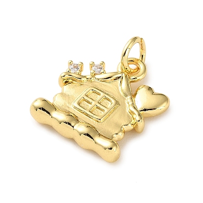 Brass Micro Pave Cubic Zirconia Pendants KK-I383-05G-05-1