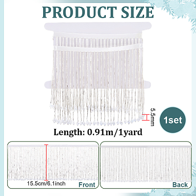 1 Yard Glass Beaded Tassel Ribbon DIY-FG0010-38C-1