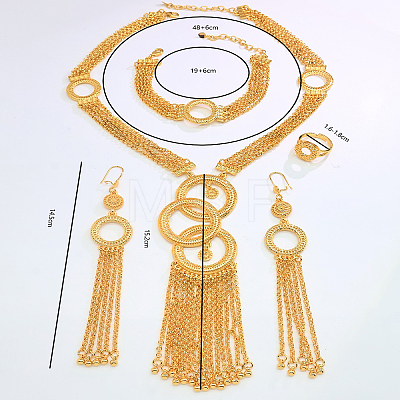 Luxury Alloy Ring Tassel Bracelets & Earrings & Necklaces & Rings Sets for women CI2534-1