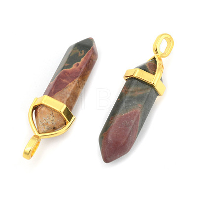 Natural Polychrome Jasper/Picasso Stone/Picasso Jasper Bullet Double Terminated Pointed Pendants G-G902-B26-1