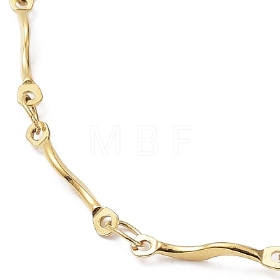 Ion Plating(IP) 304 Stainless Steel Wave Bar Link Chain Necklaces NJEW-K249-17G-1