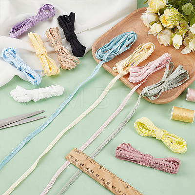 12 Colors Polyamide Pleated Elastic Lace Trim EW-FG0001-03-1