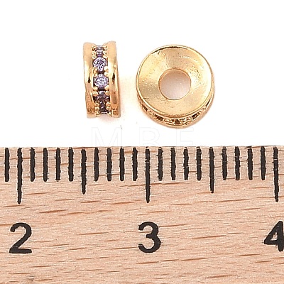 Brass Micro Pave Cubic Zirconia Beads KK-B100-043G-01-1