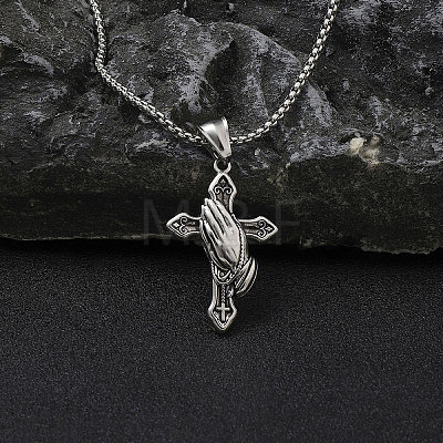 201 Stainless Steel Pendant Necklaces NJEW-C034-39A-AS-1