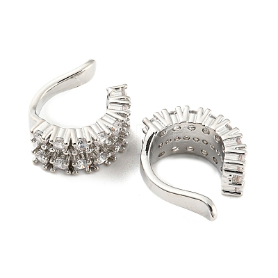 Brass Cubic Zirconia Cuff Earrings for Women EJEW-K245-44P-1