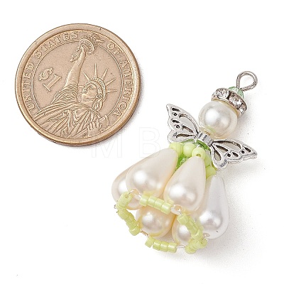 Pearlized Glass Pearl Beads  Pendants PALLOY-MZ00487-1