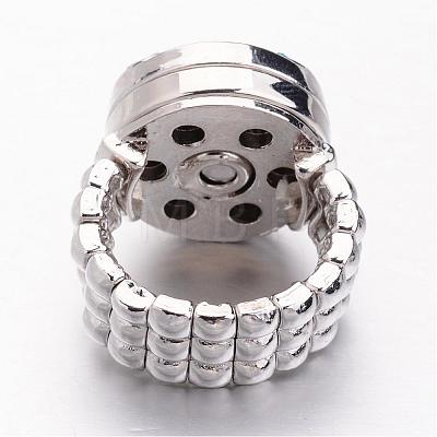 Alloy Rhinestone Snap Buttons Stretch Rings RJEW-JR00187-1
