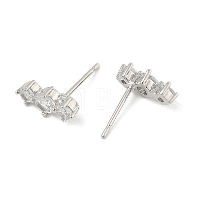 Brass Micro Pave Clear Cubic Zirconia Stud Earrings EJEW-R016-26P-14-1