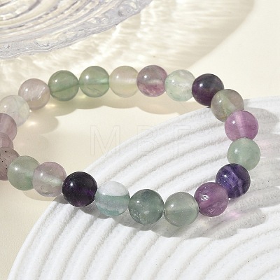 Natural Fluorite Round Beaded Stretch Bracelets GG-CBA12F1-02A-04-1