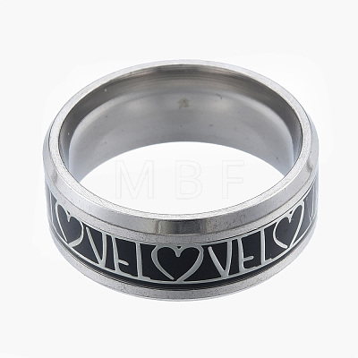 Two Tone 201 Stainless Steel Word Love Finger Ring for Women RJEW-N043-14P-1