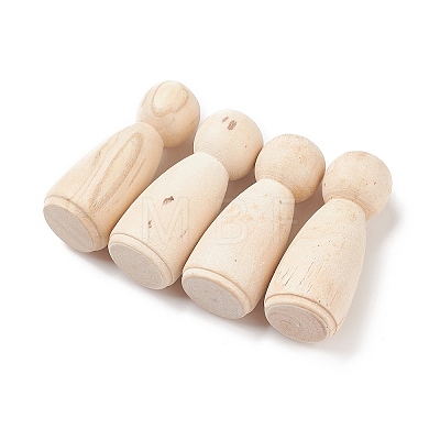 (Defective Closeout Sale for Wood Grains & Crackle)Unfinished Wood Female Peg Dolls People Bodies WOOD-XCP0001-67B-1