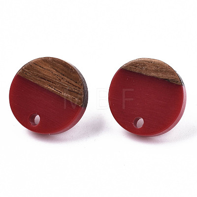 Opaque Resin & Walnut Wood Stud Earring Findings MAK-N032-007A-B03-1