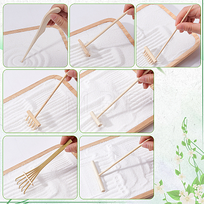  7Pcs 7 Style Bamboo Mini Zen Garden Rake WOOD-NB0001-85-1
