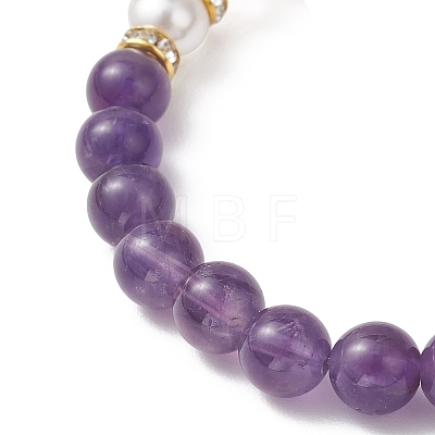 Natural Rose Quartz & Amethyst Beads Stretch Bracelets for Women BJEW-JB13193-01-1