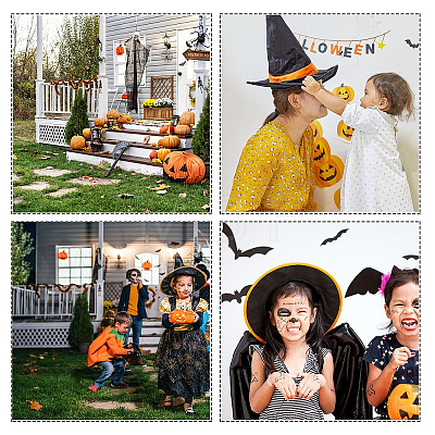 Halloween Theme Chemical Fiber Oil Canvas Self Adhesive Window Decorations AJEW-WH0182-003-1