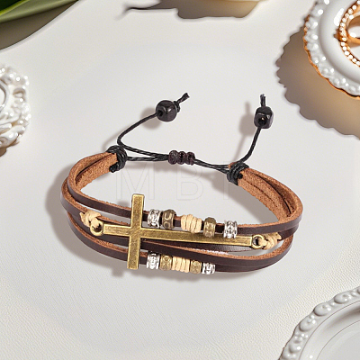1Pc PU Leather Multi-strand Bracelets BJEW-CL0001-53-1