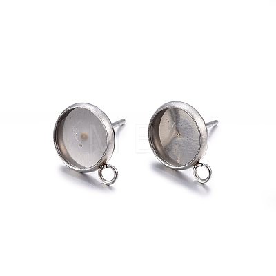 Non-Tarnish 304 Stainless Steel Stud Earring Settings LS-STAS-H467-08P-8mm-1