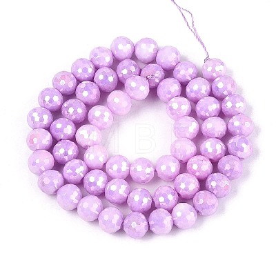 Anti-Tarnish Electroplate Glass Beads Strands GLAA-N056-8mm-03-1