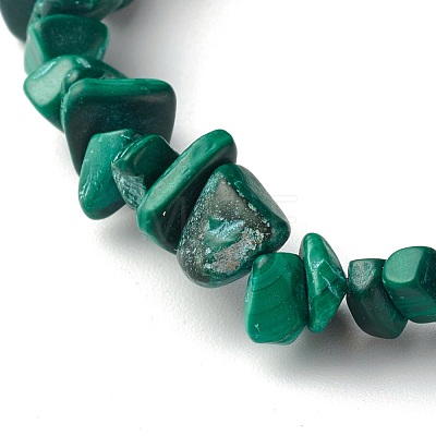 Natural Malachite Beads Stretch Bracelets for Children BJEW-JB06388-11-1