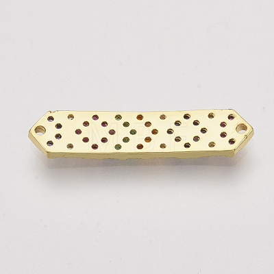 Brass Micro Pave Cubic Zirconia Links connectors ZIRC-Q022-020G-NF-1