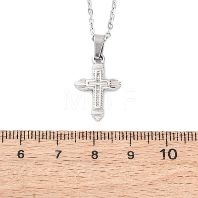 Cross 304 Stainless Steel Pendant Necklaces NJEW-H059-10P-1