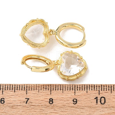Valentine's Day Heart Brass & Glass Hoop Earrings EJEW-Z164-23G-03-1