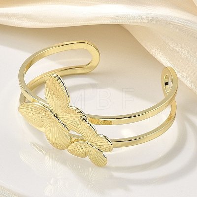 Butterfly Brass Cuff Open Bangles BJEW-M060-01G-02-1