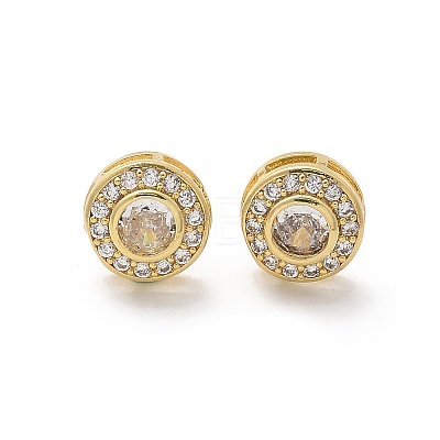 Brass Micro Pave Clear Cubic Zirconia Stud Earrings EJEW-Q015-10G-1