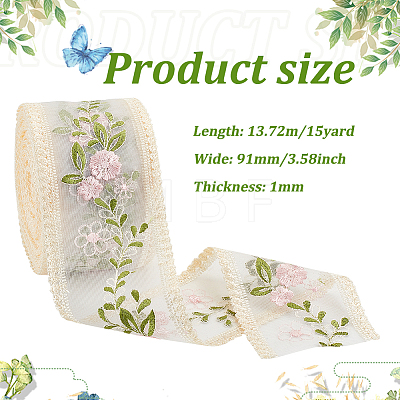 Polyester Embroidery Flower Lace Ribbons DIY-FG0004-74-1