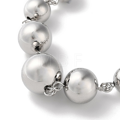 Rack Plating Brass Graduated Beaded Necklaces & Round Ball Link Chain Bracelets SJEW-H066-01P-1